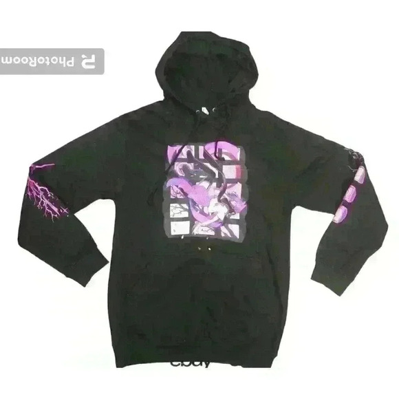 Mens Small Black Hoodie Anime Manga Fox Girl - Picture 1 of 9